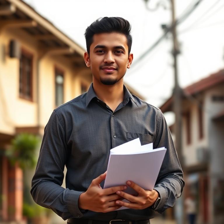 Illustrative portrait of Nabin Karki, 34, an imaginary broker used in this guide